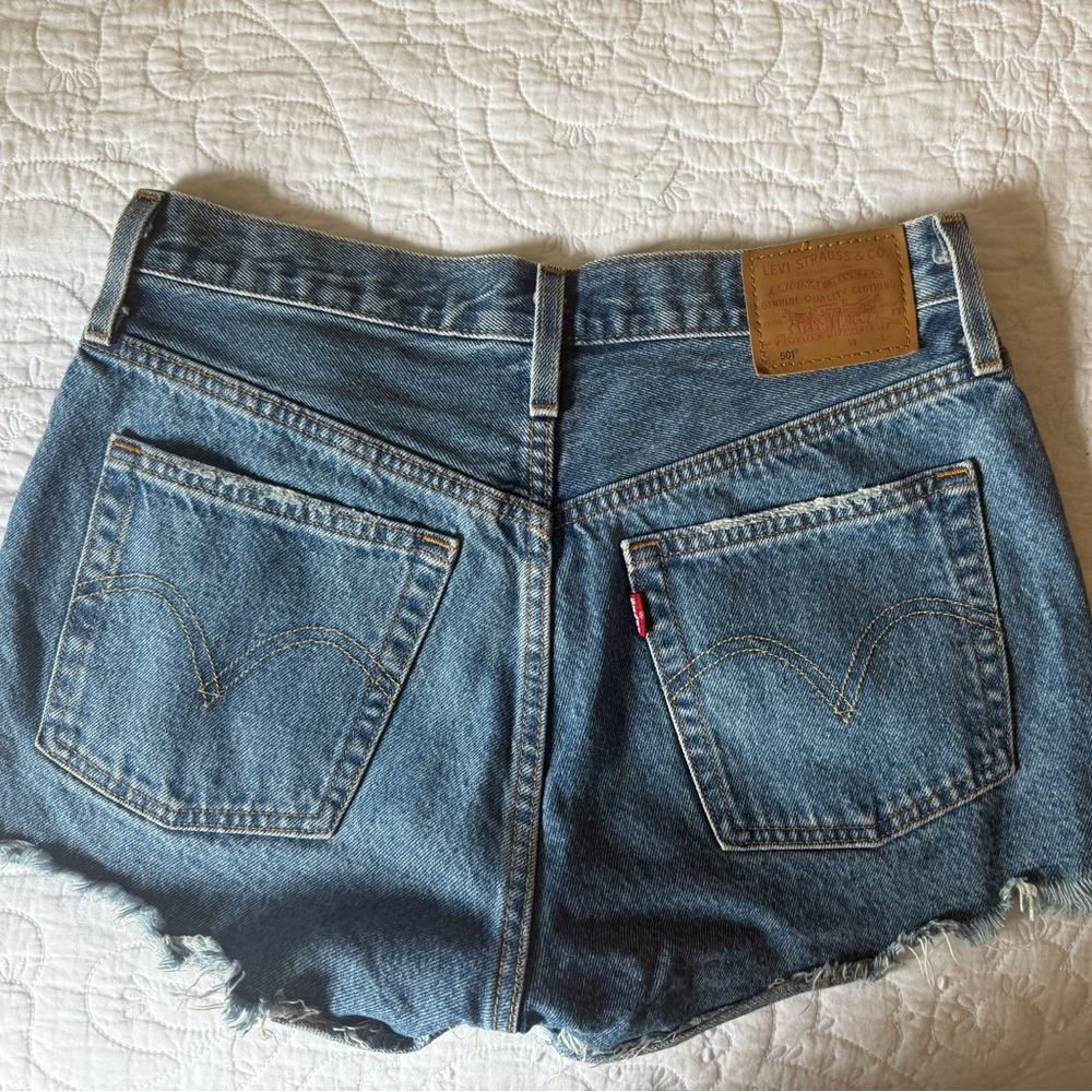 Levi's Blue Jean Shorts High-Waisted Distressed